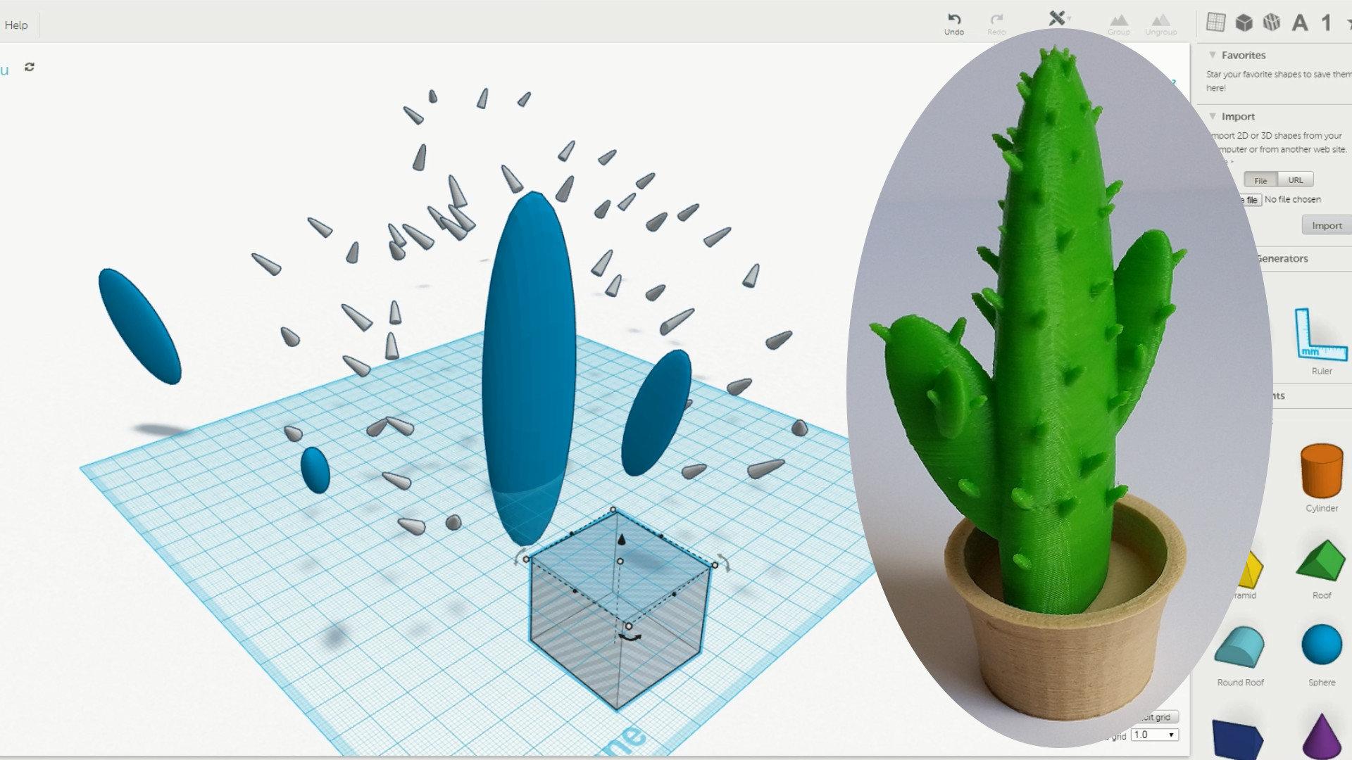 3D Design Software for 3D Printing - Cactus in a Pot