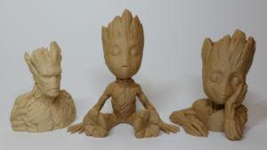 3D Printing in Wood - Groot, Baby Groot and Flower Pot - Image 入室強暴強姦人妻