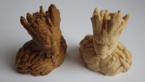 Groot 3D Printed in Wood Filament - Before After Finish - Image 入室強暴強姦人妻
