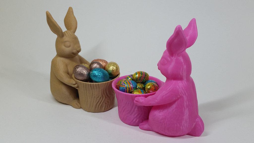 3D Printed Easter Bunny in Wood and PLA