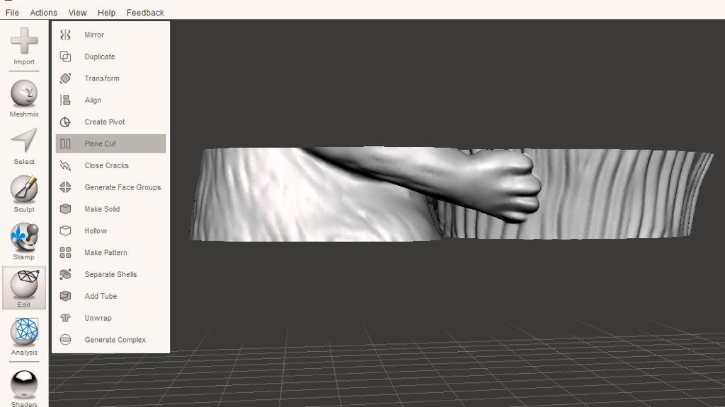 Meshmixer Screenshot - Edit - Plain Cut