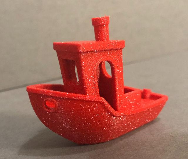 3DBenchy in Sparkle Range Red PLA Filament
