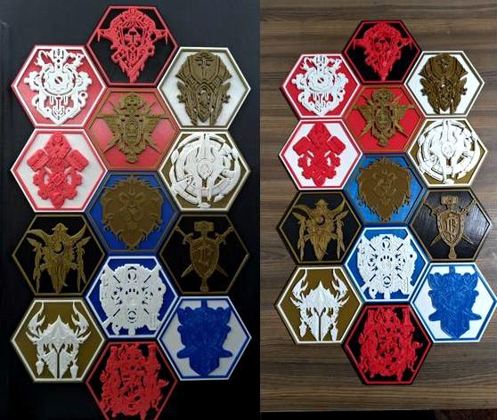 Hexagon Mural - World of Warcraft Alliance Races Crests