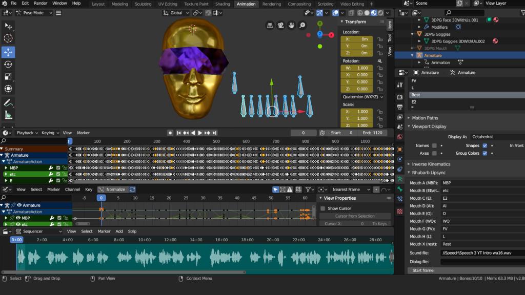 Lip Sync - Intimidating Animation Tab ScreenShot - Blender 2.8
