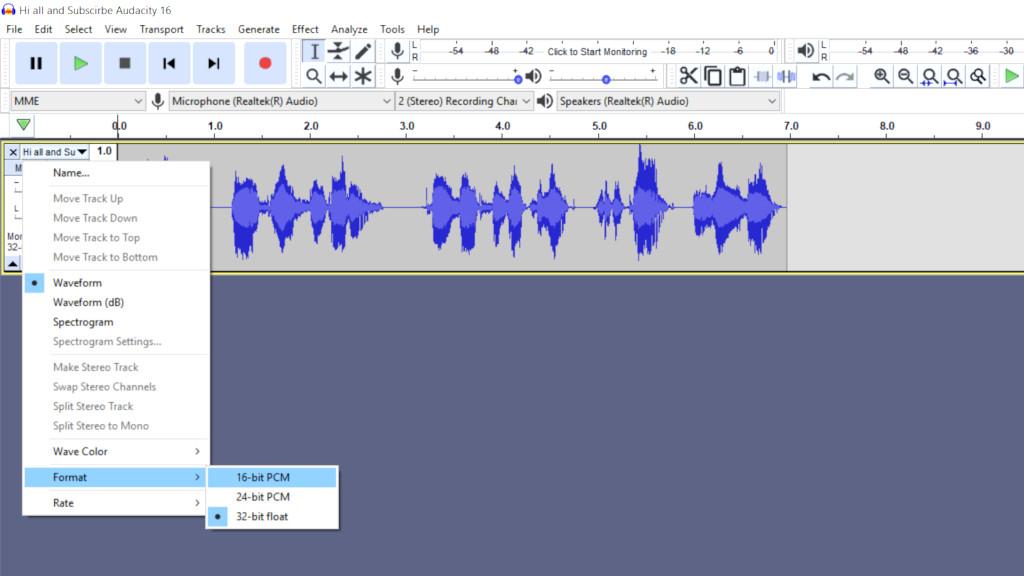 Audacity - 16 bit PCM WAV - The Best Rhubarb Lipsyncing Format