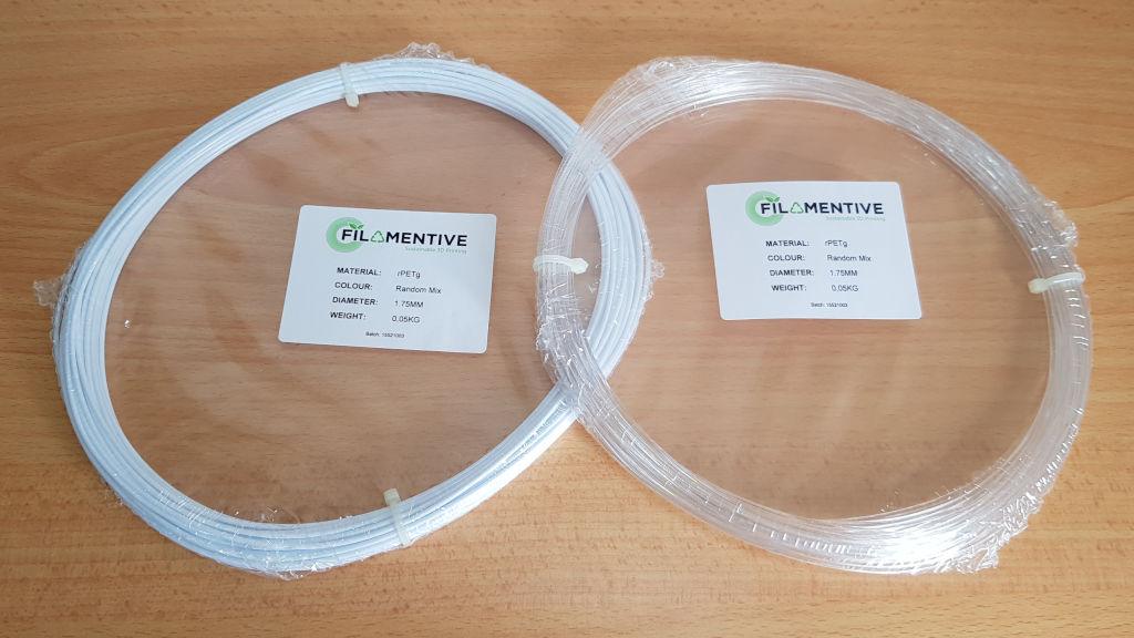 Filamentive rPETG Filament Samples - Random Mix White and Transparent