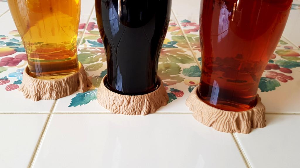 3D Printed Coasters - Tree Stumps in Wood Filament - Pints of Beer