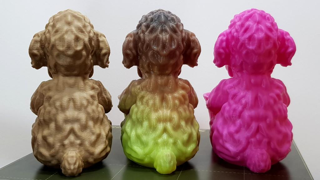 The test model in a wood PLA, thermochromic PLA and regular PLA