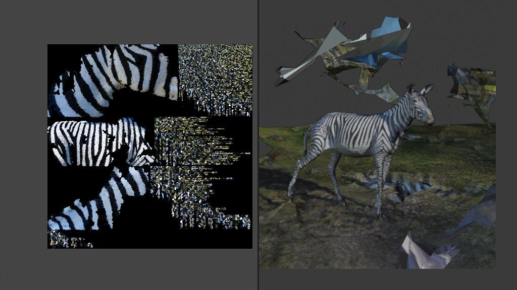 Photoscan Result of Zebra - Texture and 3D Model - Clean Up in Blender 3D