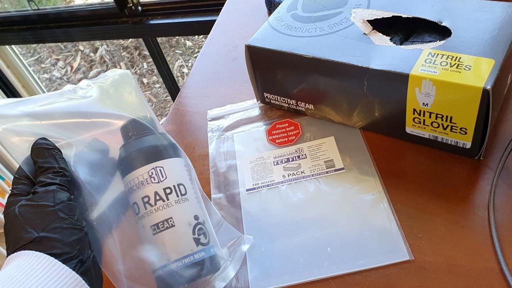 Rescue Pack - SLA 3D Printing Resin, 5 FEP Sheets, Gloves