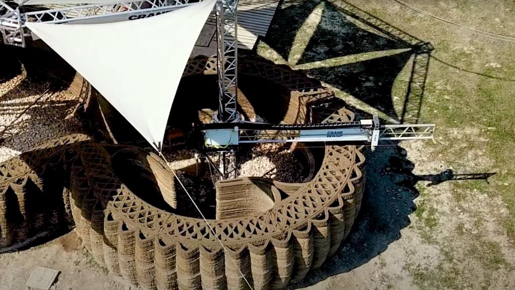 Crane WASP 3D Printing TECLA Eco Habitat