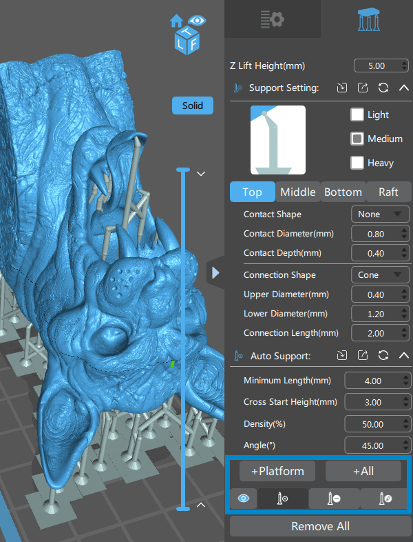 Custom and Automatically Generated Support Structures and Settings in CHITUBOX