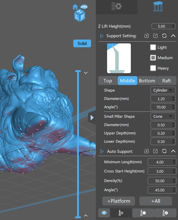 Support Required Surfaces (Red Area) - CHITUBOX Settings