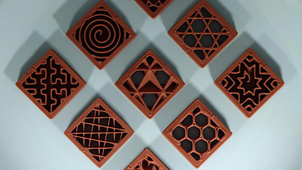 Infill and Texture Samples - 3D Printed in Chocolate