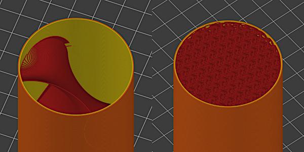 Gyroid 1% and 20% Infill Structures in PrusaSlicer