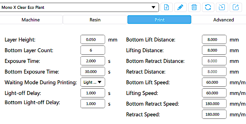 Resin Printing Settings - CHITUBOX Slicer Screenshothot