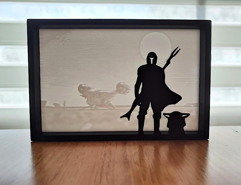 Mandalorian lithophane-backed silhouette