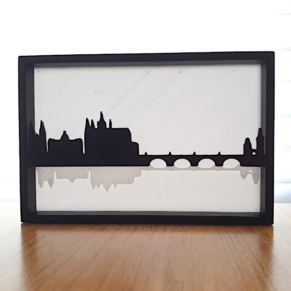 Prague skyline silhouette art