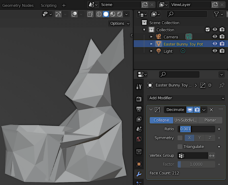 Decimated Bunny in Blender Decimated Bunny in Blender