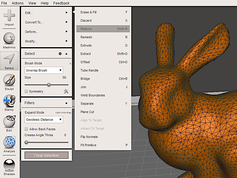 Meshmixer's Reduce the Mesh Function Meshmixer's Reduce the Mesh Function