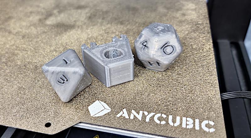 Dice 3D Printed in TPU on Kobra Printer