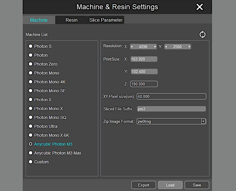 Photon M3 Settings in Anycubic Photon Workshop Slicer