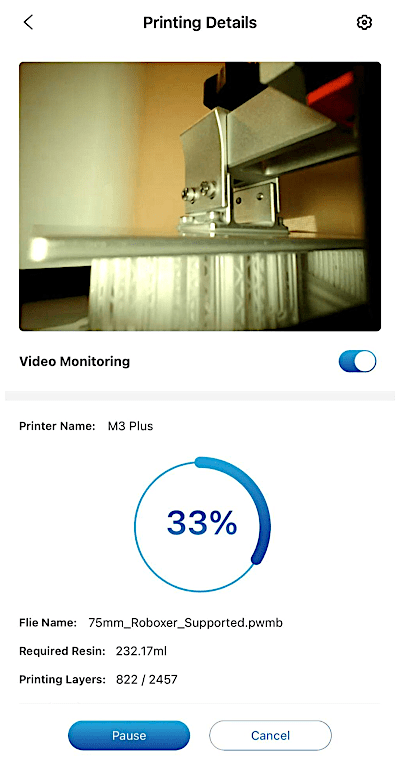 3D printing live video feed