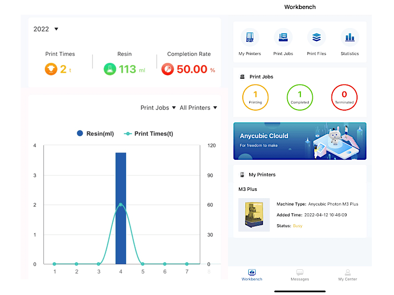 Anycubic Cloud Interface Screenshots