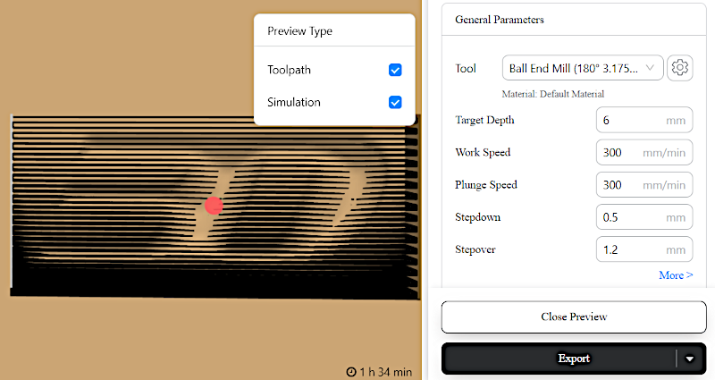 Luban 私人教练 Toolpath and Simulation Previews