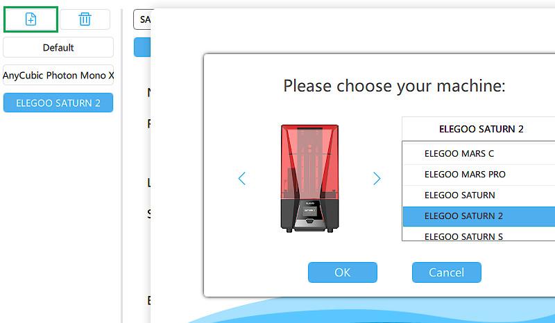 Machine Setup Choice in Chitubox