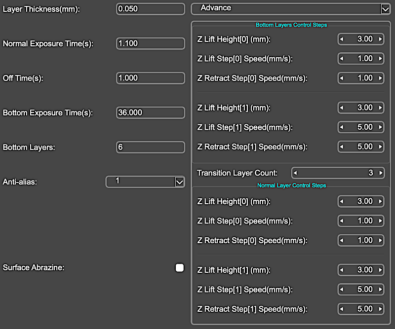 Photon Workshop Screenshot - Resin Settings