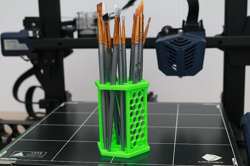 Hexagonal Brush Stand in Green PLA