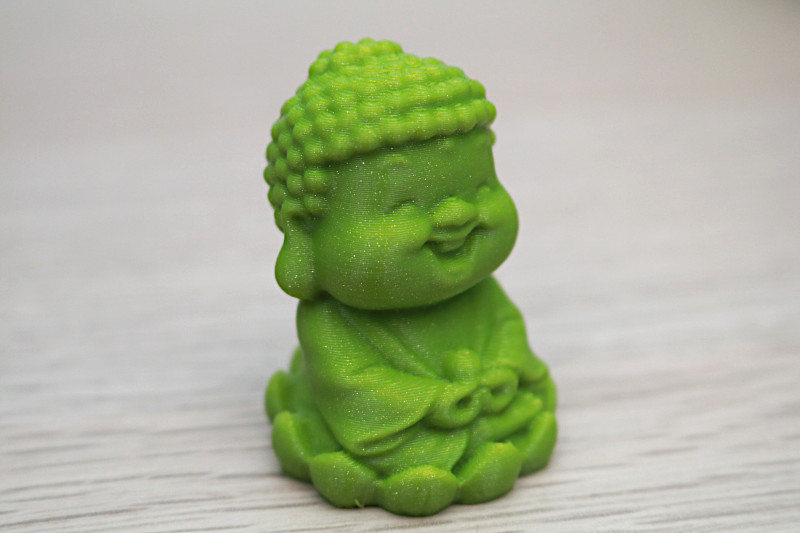 The Buddah Test 3D Print in Green Glitter PLA
