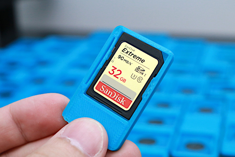 3D Printed SD card holder in Blue PLA