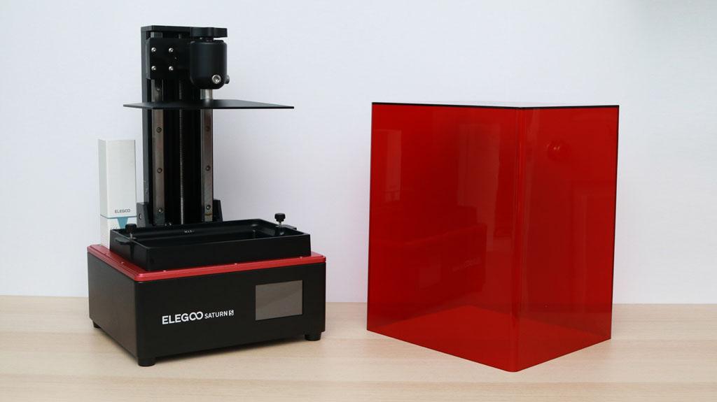 The Elegoo Saturn S with the UV lid removed