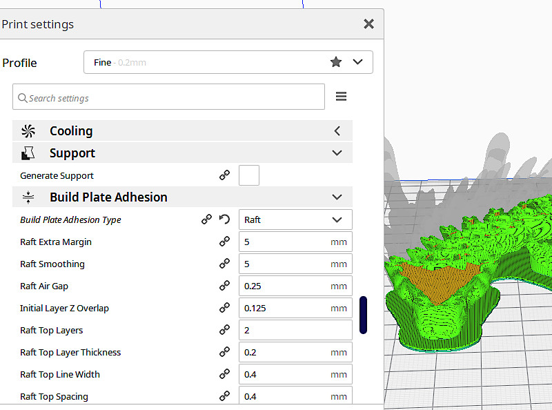 Elegoo Cura - Raft Print Settings