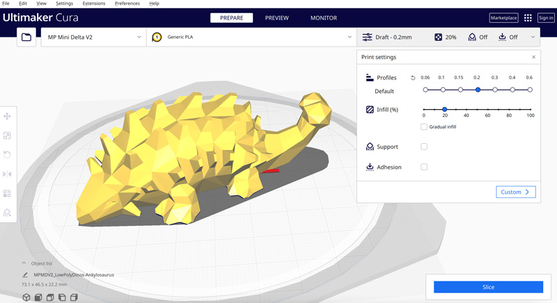Preparing a model in Ultimaker Cura 5
