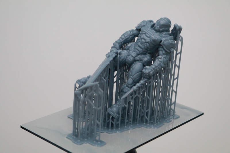 Printed model with supports attached