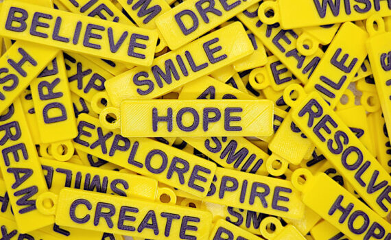 3D Printed Yellow Ribbon Keychains