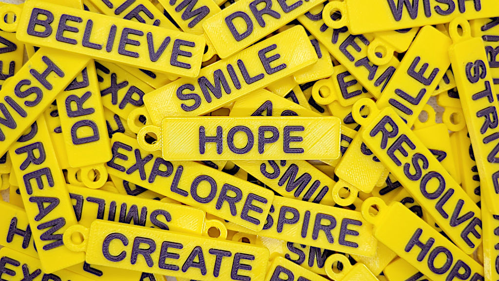 3D Printed Yellow Ribbon Keychains