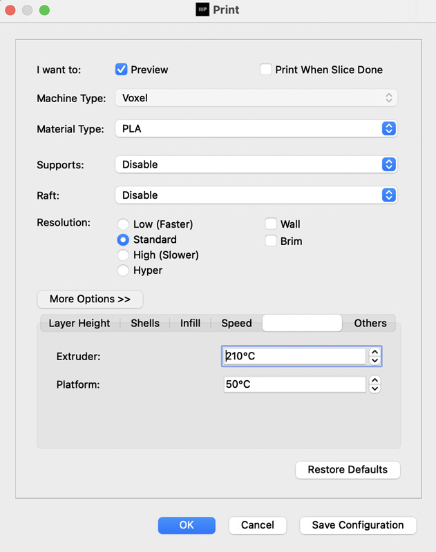 FlashPrint-MP Software Basic and Advanced menus