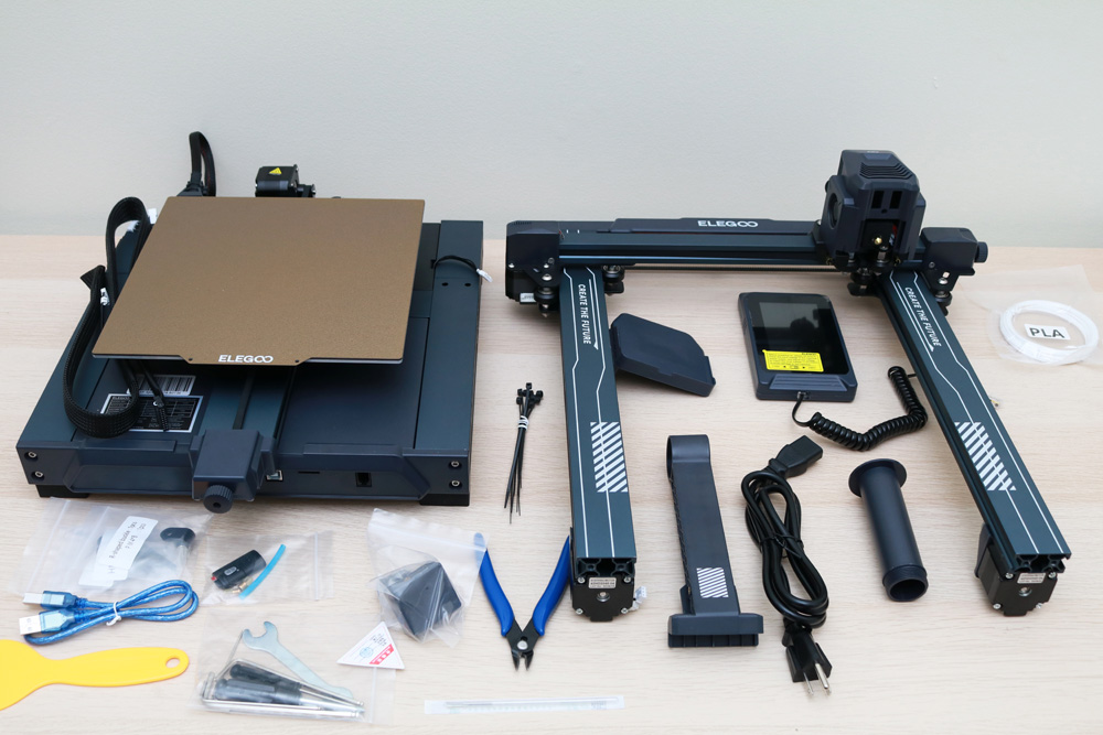 The Elegoo Neptune 3 Pro in a partially assembled state