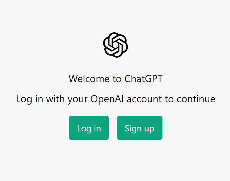 ChatGPT Welcome page