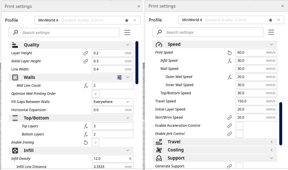 Cura Settings Screenshot