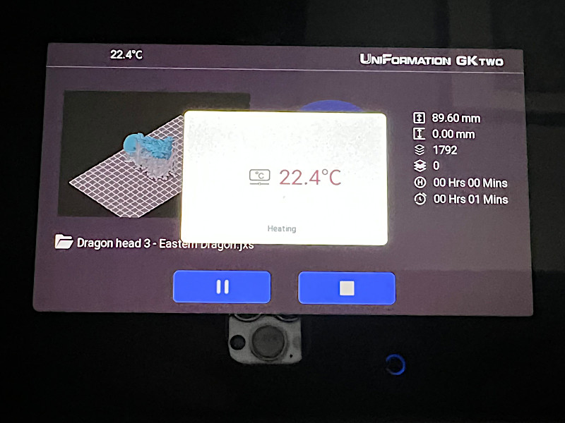 Heating Result on Control Screen