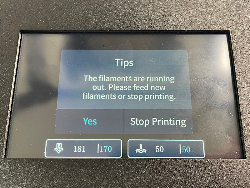 The Filament is Running Out Message