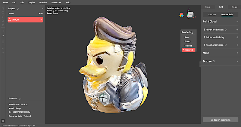 The color texture of the scanned duck
