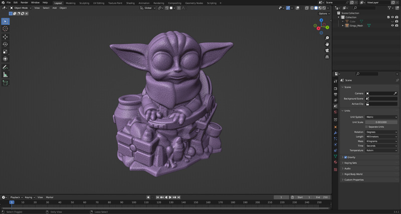 Grogu Mesh in Blender