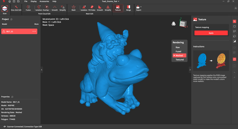 Mesh geometry of scanned model