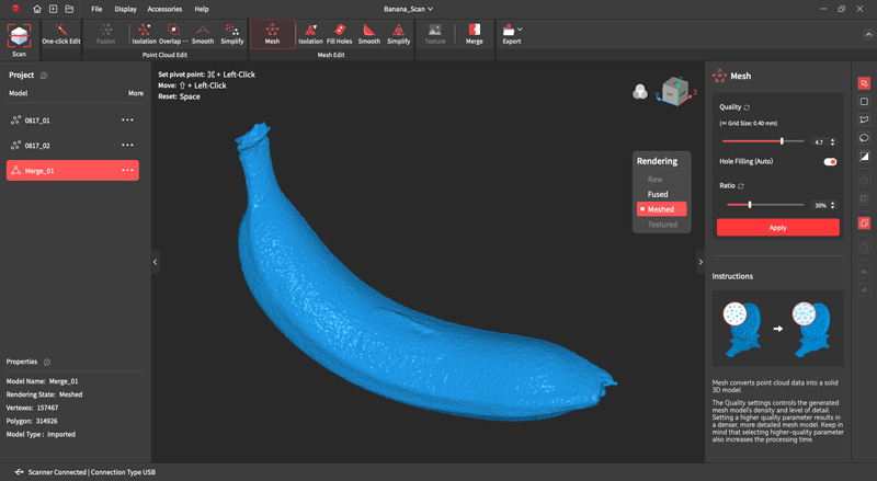 Resulting mesh without color texture